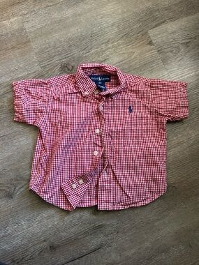 Ralph Lauren Red Gingham Short-Sleeve Button-Down Shirt
